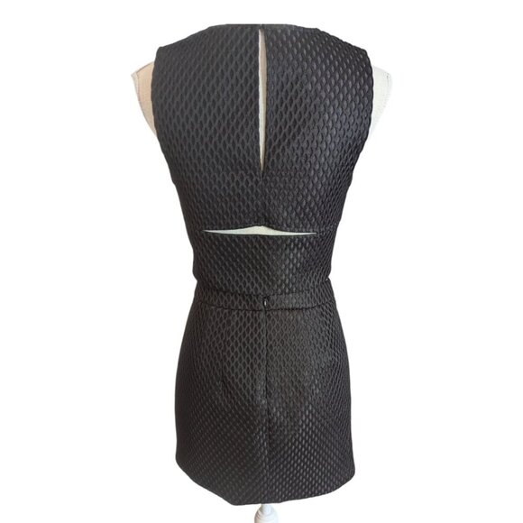 Express Womens Black Honeycomb Geometric Mod Mini Skirt Set w/ Sleeveless Blouse - Picture 6 of 8